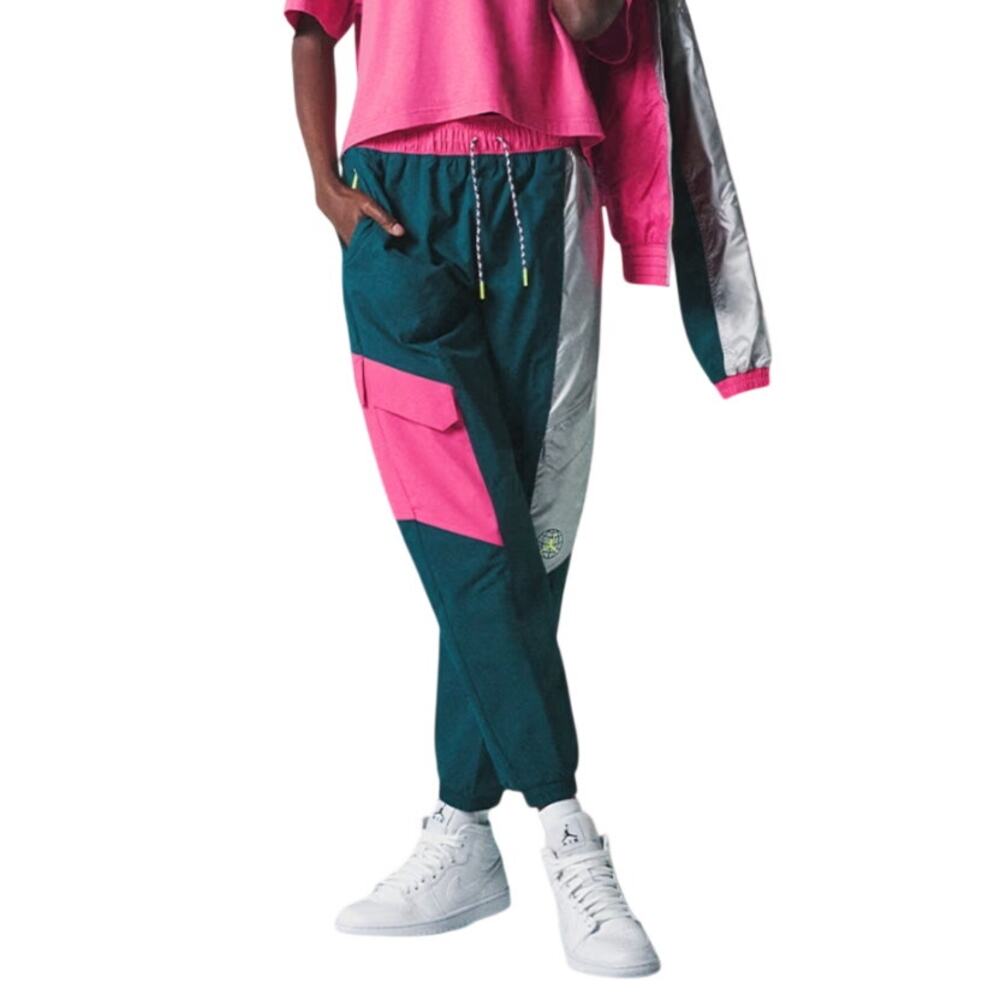 Air Jordan Winter Utility Cargo Pockets Green Pink & Silver Metallic Retro Pants